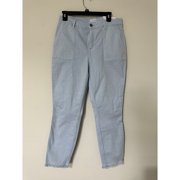 Loft Light Blue Denim Skinny Crop Jeans Women Size 8/29 NEW Ankle Frayed - Picture 1 of 8